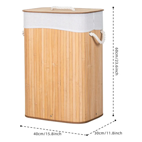 Bamboo Laundry Basket With Handles Laundry Hamper With Lid Foldable Home Storage Dirty Clothes Basket For Laundry Room Bathroom